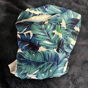 Tropical Leaf Print baby swaddle and matching mom robe